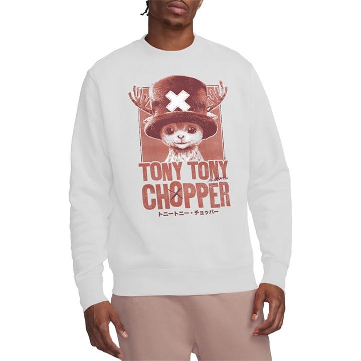 One Piece Men's White Chopper Tonal Portrait Sweatshirt in Size XL, Sports Direct