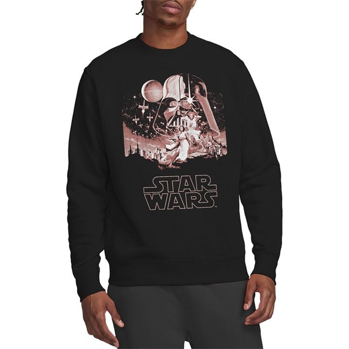 Star Wars Men's Black Pink Vintage Poster Sweatshirt in Size L, Sports Direct