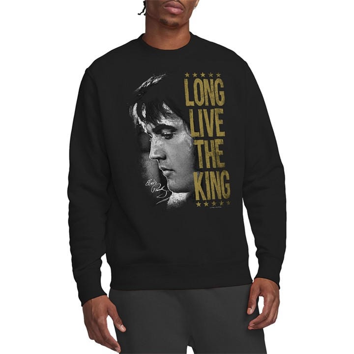 Elvis Presley Men's Black Long Live The King Sweatshirt in Size M, Sports Direct