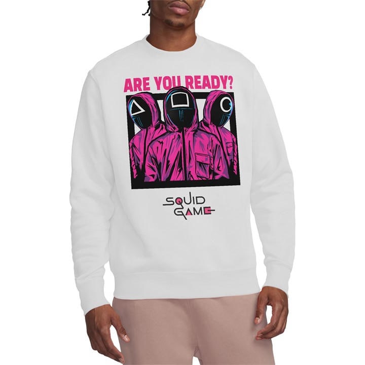 Squid Game Men's White Guards Are You Ready Comic Sweatshirt in Size 2XL, Sports Direct