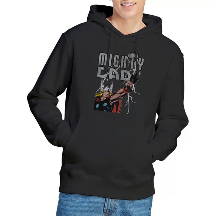 Thor Men's Black Fathers Day Mighty Dad Lightning Hoodie in Size 2XL, Sports Direct
