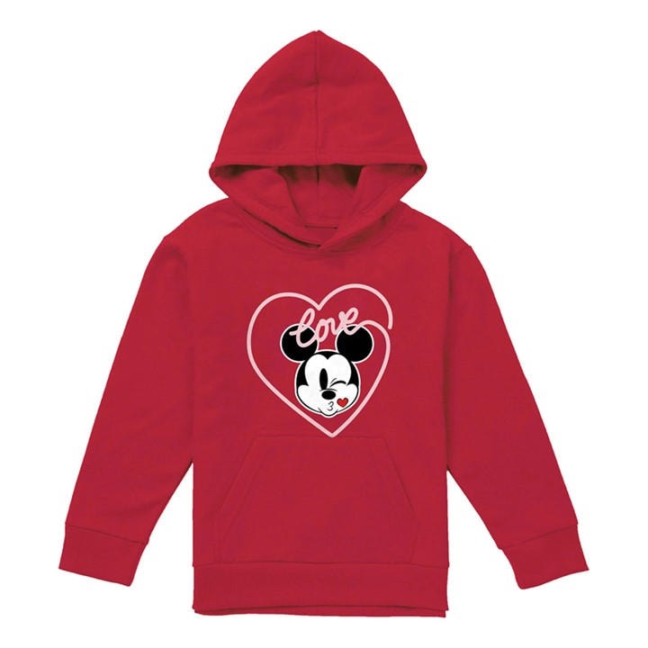 Disney Boys Red Mickey Love Kiss Youth Kids Pull-Over Hoodie, Sports Direct