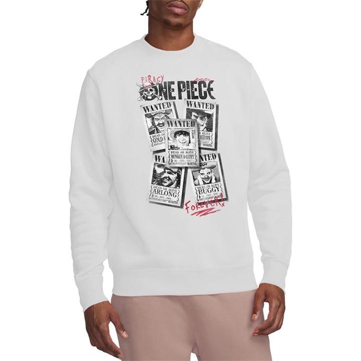 One Piece Men's White Wanted Posters Sweatshirt in Size 2XL, Sports Direct