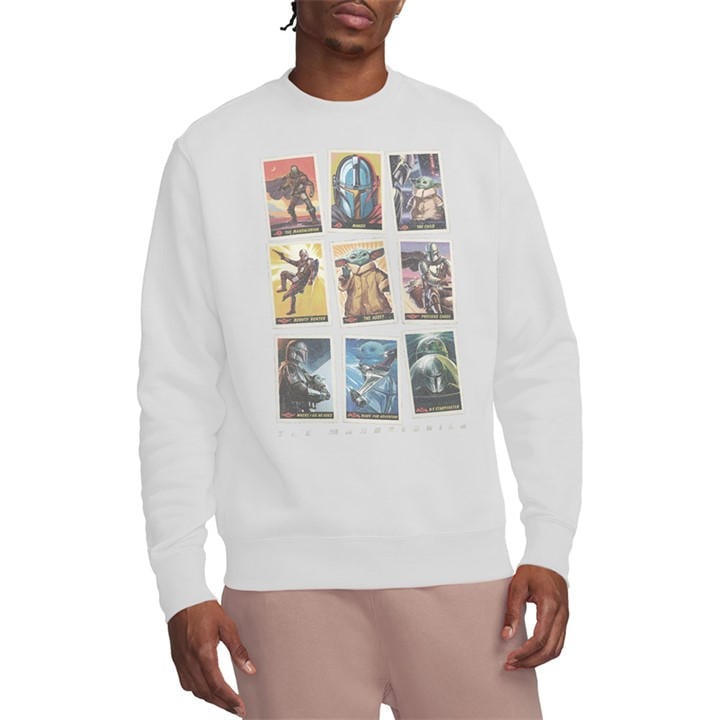 Star Wars Men's White The Mandalorian Distressed Trading Card Grid Sweat in Size 2XL, Sports Direct