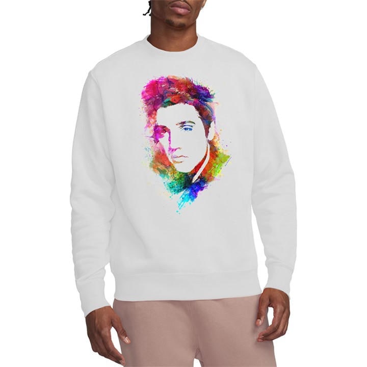 Elvis Presley Men's White Elvis Presleywatercolor King Sweatshirt in Size XL, Sports Direct