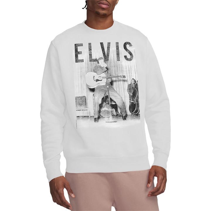 Elvis Presley Men' White With The Band Sweatshirt in Size S, Sports Direct