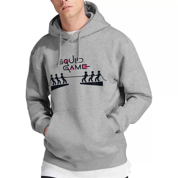 Squid Game Men's Grey Tug War Hoodie Athletic Heather in Size L, Sports Direct
