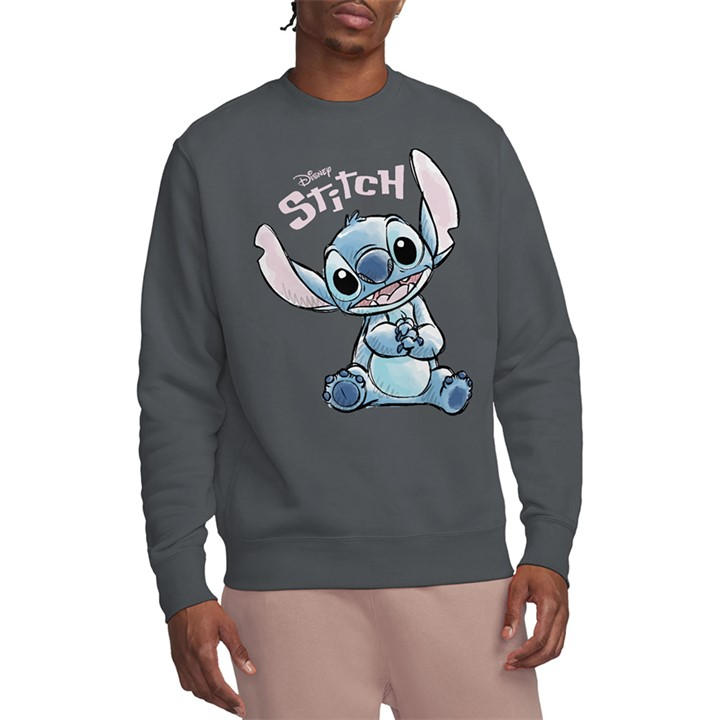 Disney Men's Grey Lilo And Stitch Colour Me Happy  Crew Sweats in Size L, Sports Direct