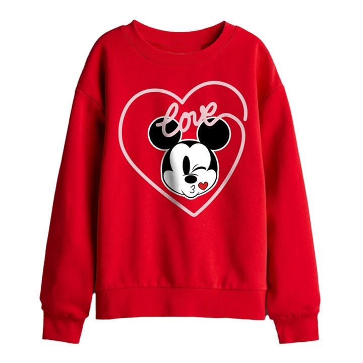Disney Boys Red Mickey Love Kiss Kids Sweatshirt in Size 7 - 8 Years, Sports Direct