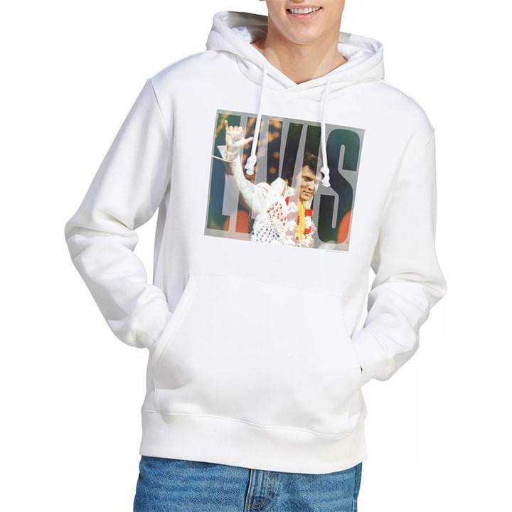 Elvis Presley Men's White Aloha Knockout Hoodie in Size L, Sports Direct