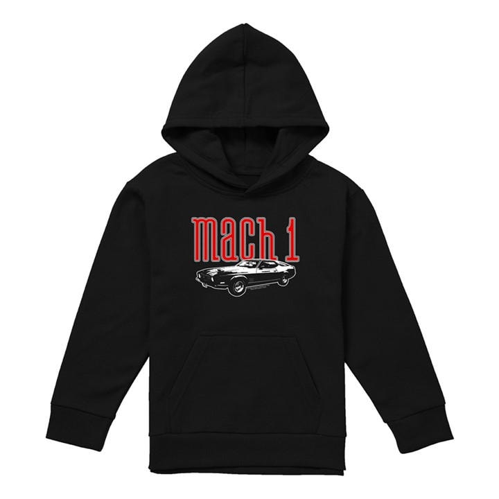 Ford Boys Black Mustang Mach 1 Youth Pull-Over Hoodie in Size 7 - 8 Years, Sports Direct