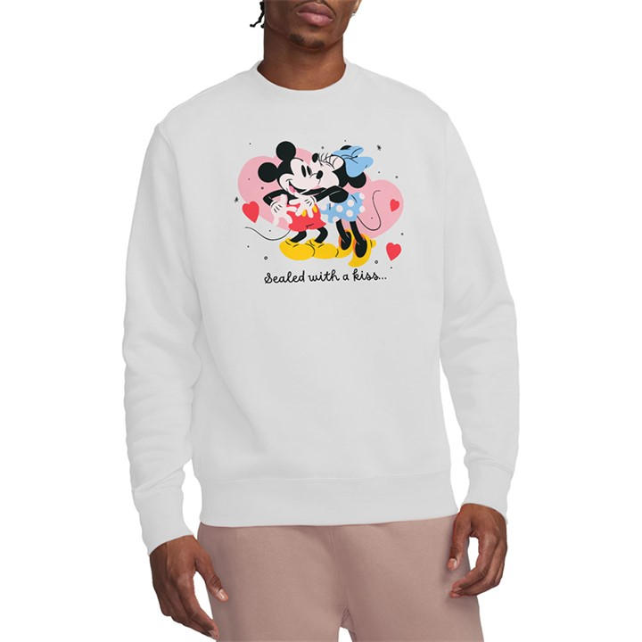 Disney Men' White Mickey And Minnie Sealed With A Kiss Sweatshirt W in Size S, Sports Direct