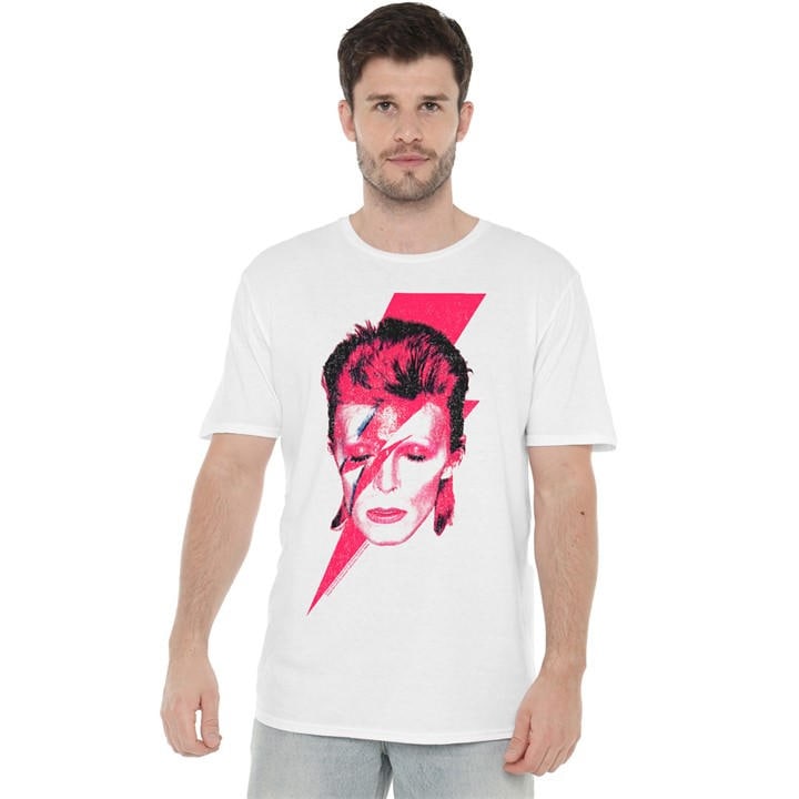David Bowie Men's White Aladdin Sane T-Shirt in Size 2XL, Sports Direct