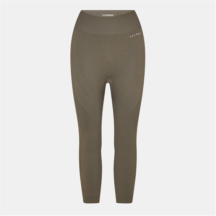 Usa Pro Women's Brown Seamless Capri Cropped Leggings in Size 8, Sports Direct