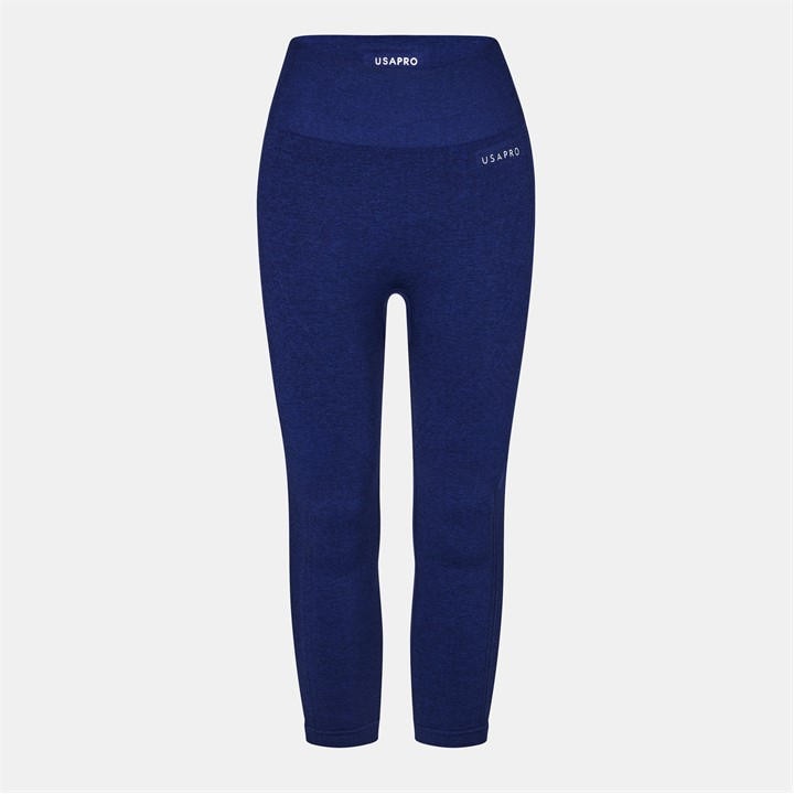Usa Pro Women's Blue Seamless Capri Cropped Leggings in Size 8, Sports Direct