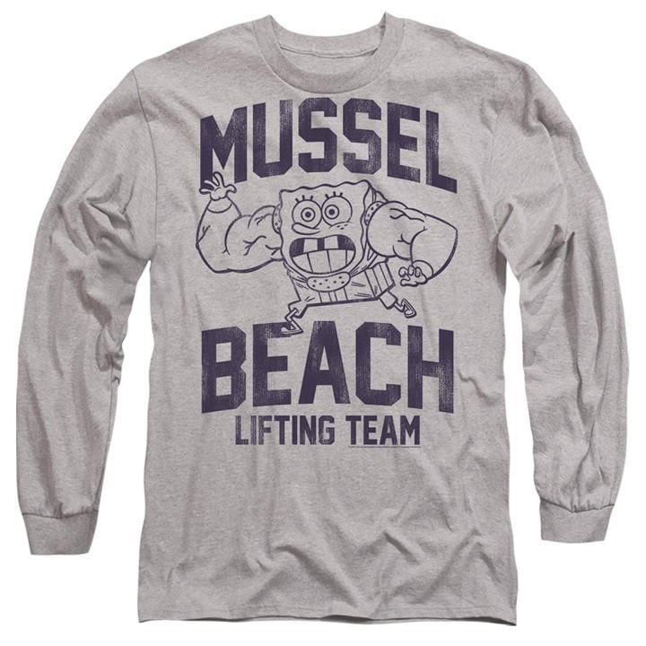 Spongebob Men's Grey Mussle Beach Lifting Team Long Slee in Size M, Sports Direct