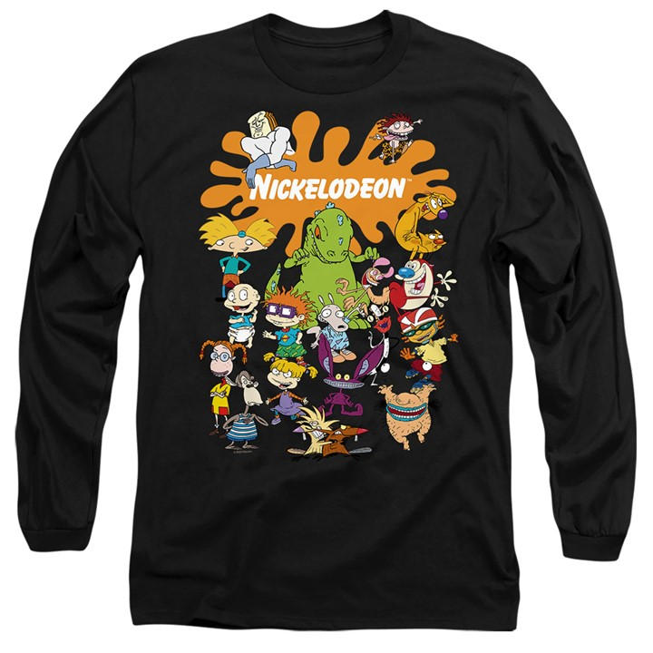 Nickelodeon Men's Black Brand Nick Splat Group Long Sleev in Size 2XL, Sports Direct