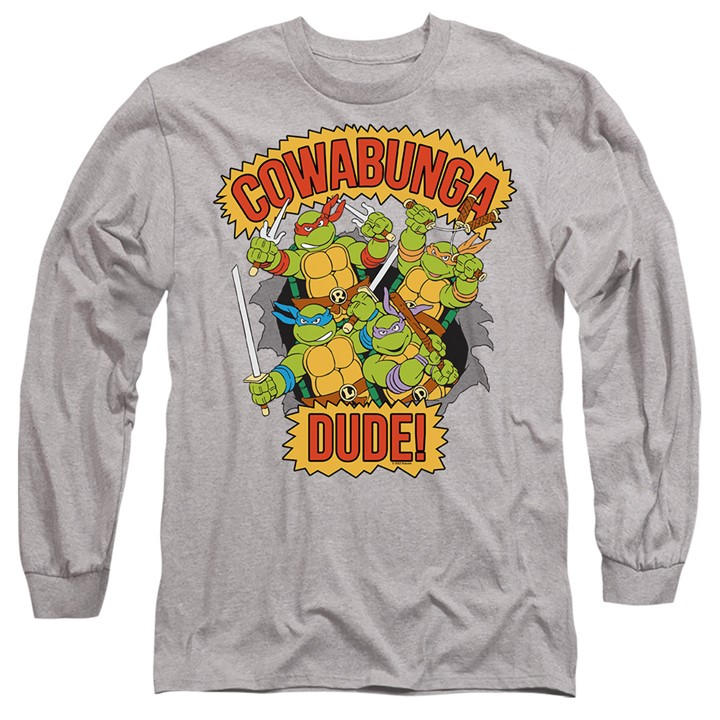 Teenage Mutant Ninja Turtles Men's Grey Tmnt Cowabunga Dude Long Sleeve T Shirt-Athle in Size L, Sports Direct