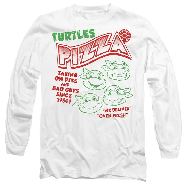 Teenage Mutant Ninja Turtles Men's White Tmnt Turtles Pizza Long Sleeve T Shirt in Size L, Sports Direct