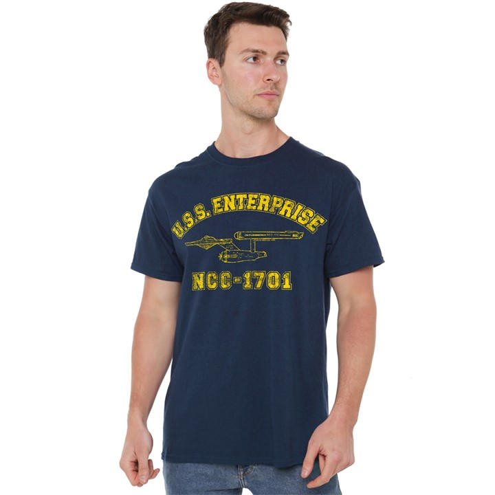 Star Trek Men's Blue Enterprise Athletic T-Shirt Navy in Size 5XL, Sports Direct