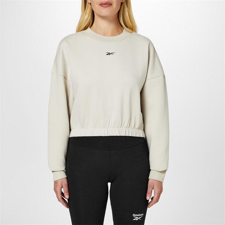Reebok Women's Beige Dreamblend Cotton Long-Sleeve Performance Gym Top in Size 4, Sports Direct