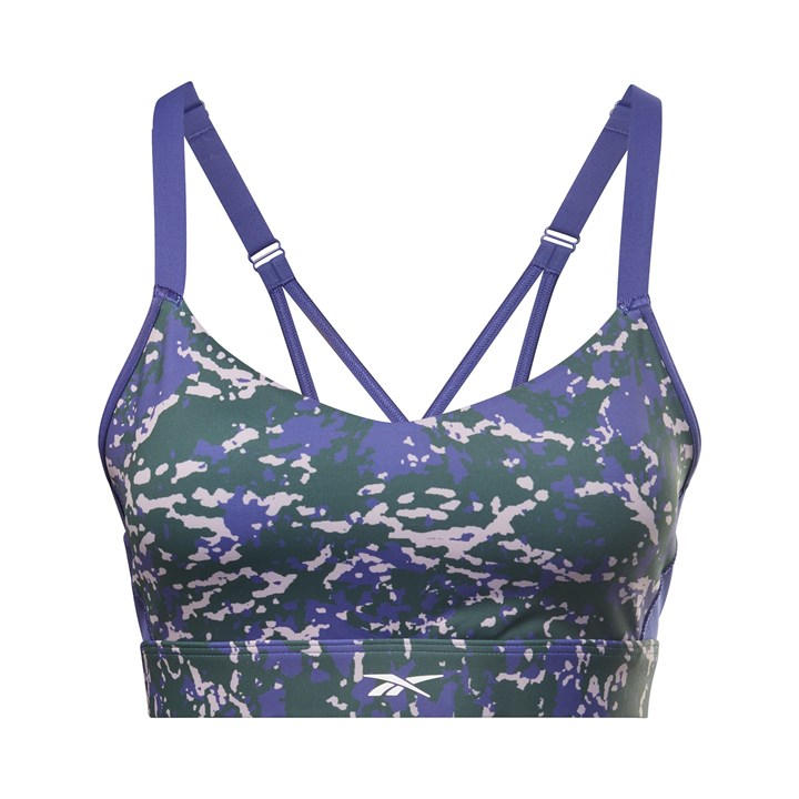 Reebok Women's  Lux Speckle Modern Safari Strappy Medium Impact Sports Bra in Size 4, Sports Direct