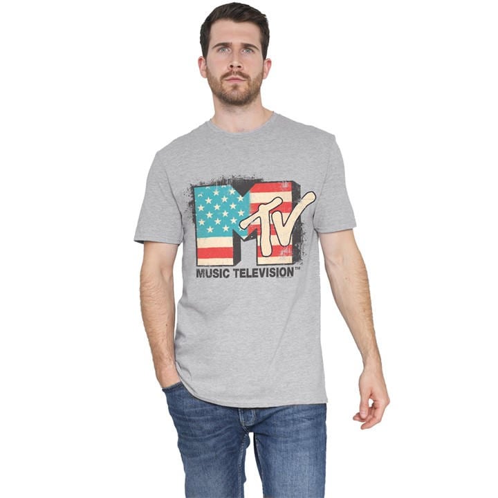 Men's Grey Other Mtv American Logo T-Shirt Athletic Heather in Size 3XL, Sports Direct