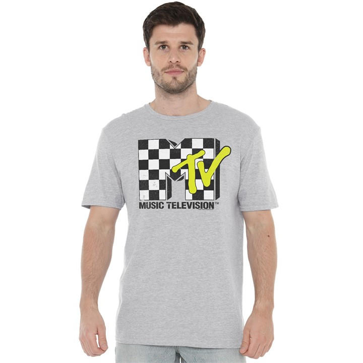 Men's Grey Other Mtv Checker Board Logo T-Shirt Athletic Heather in Size 2XL, Sports Direct