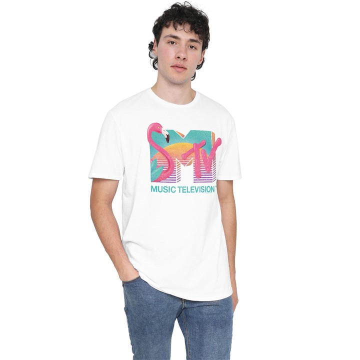Men's White Other Mtv Flamingo Logo T-Shirt in Size XL, Sports Direct