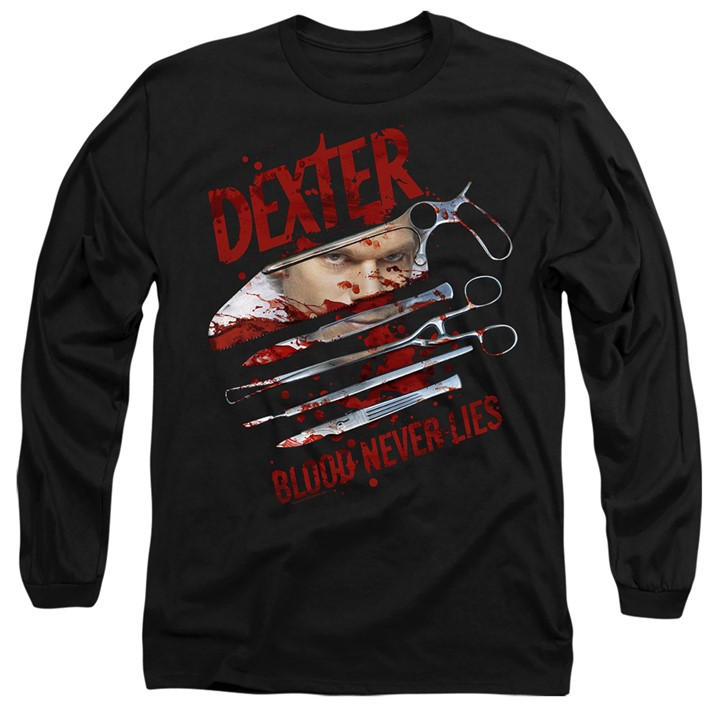 Men's Black Other Dexter Blood Never Lies Long Sleeve T Shirt in Size 2XL, Sports Direct