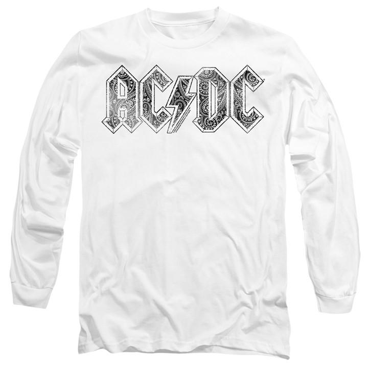 Acdc Men's White Paisley Logo Long Sleeve T Shirt in Size 2XL, Sports Direct
