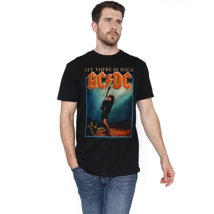 Acdc Men's Black Ac Dc Let There Be Rock T-Shirt in Size 2XL, Sports Direct