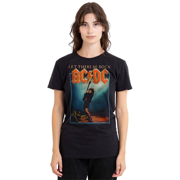 Acdc Women's Black Ac Dc Let There Be Rock T Shirt, Sports Direct