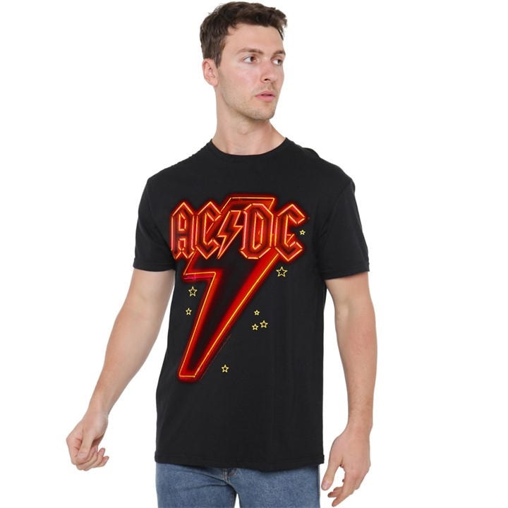 Acdc Men's Black Ac Dc Neon Bolt T-Shirt in Size 5XL, Sports Direct