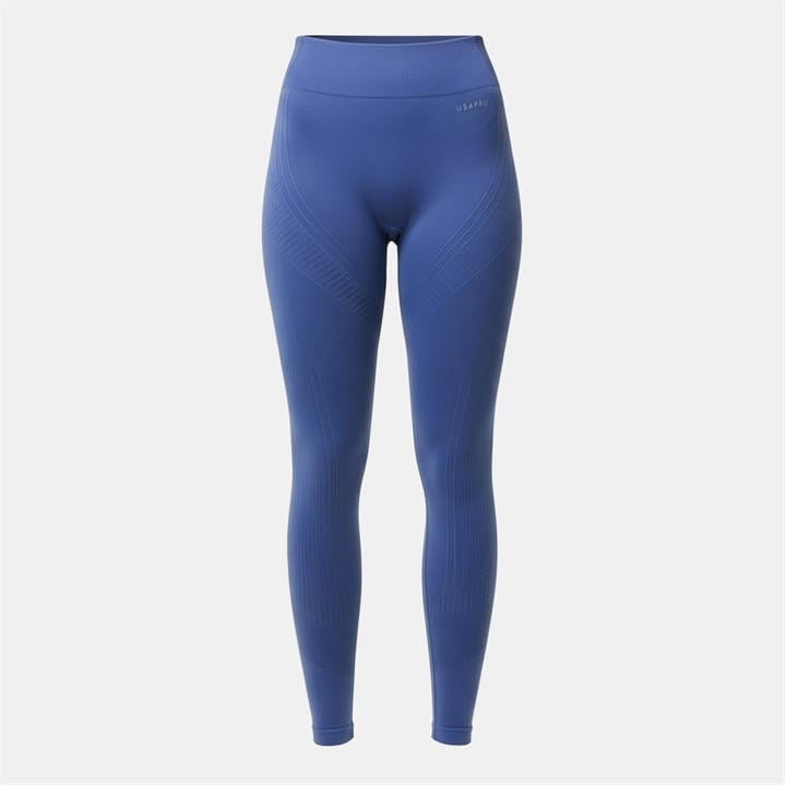 Usa Pro Women's Blue Core High Rise Seamless Tights in Size 8, Sports Direct