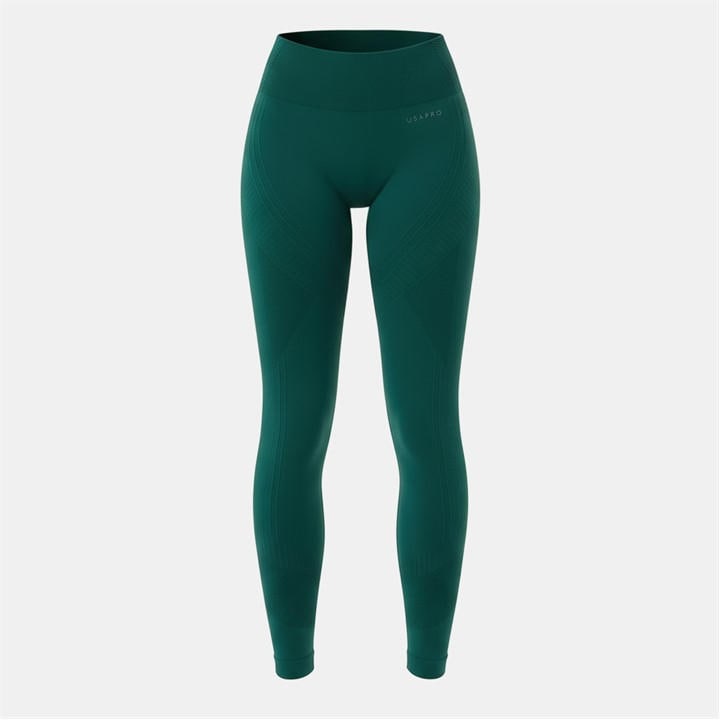 Usa Pro Women's Green Core High Rise Seamless Tights in Size 6, Sports Direct