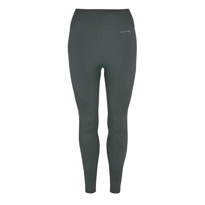 Usa Pro Women's Green Core High Rise Seamless Tights in Size 16, Sports Direct