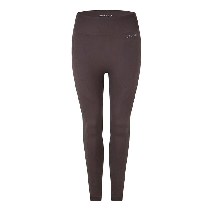 Usa Pro Women's Brown Core High Rise Seamless Tights in Size 16, Sports Direct