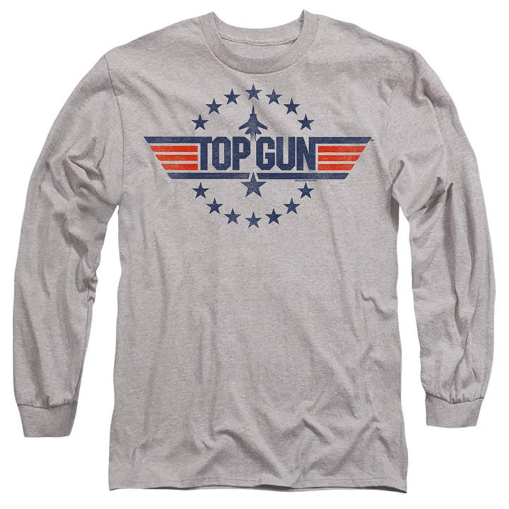 Top Gun Men's Grey Star Logo Long Sleeve T-Shirt Athletic He in Size M, Sports Direct