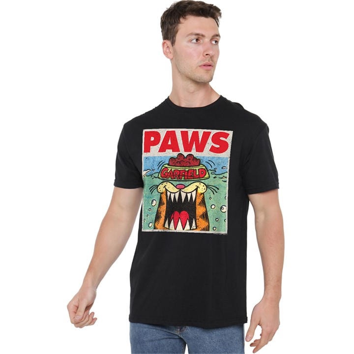 Garfield Men' Black Paws T-Shirt in Size S, Sports Direct