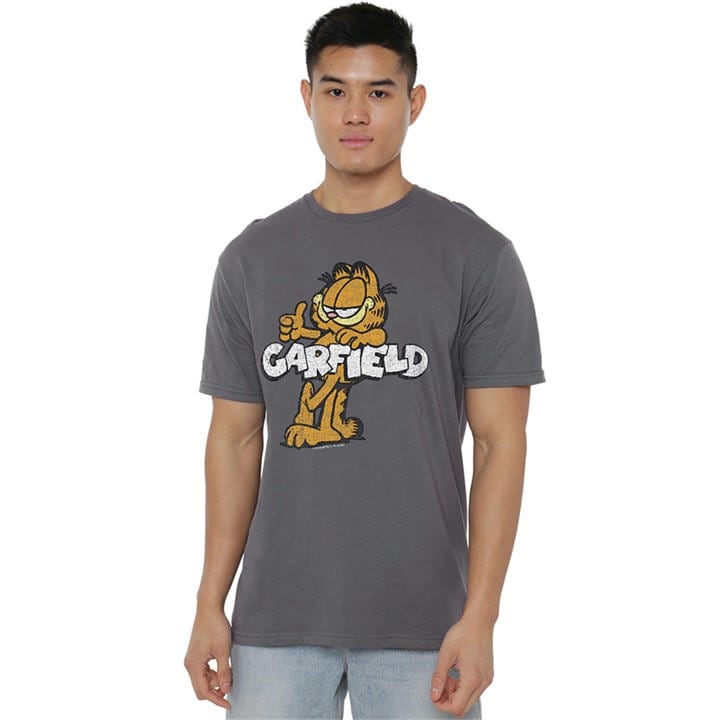 Garfield Men's Grey Retro Garf T-Shirt Charcoal in Size XL, Sports Direct