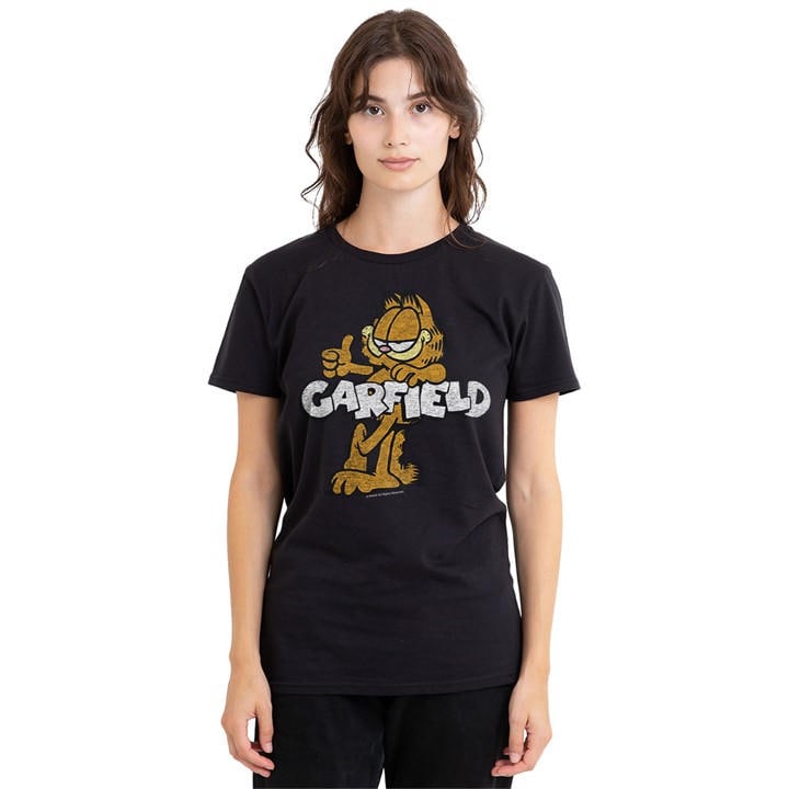 Garfield Women's Black Retro Garf T Shirt in Size XL, Sports Direct