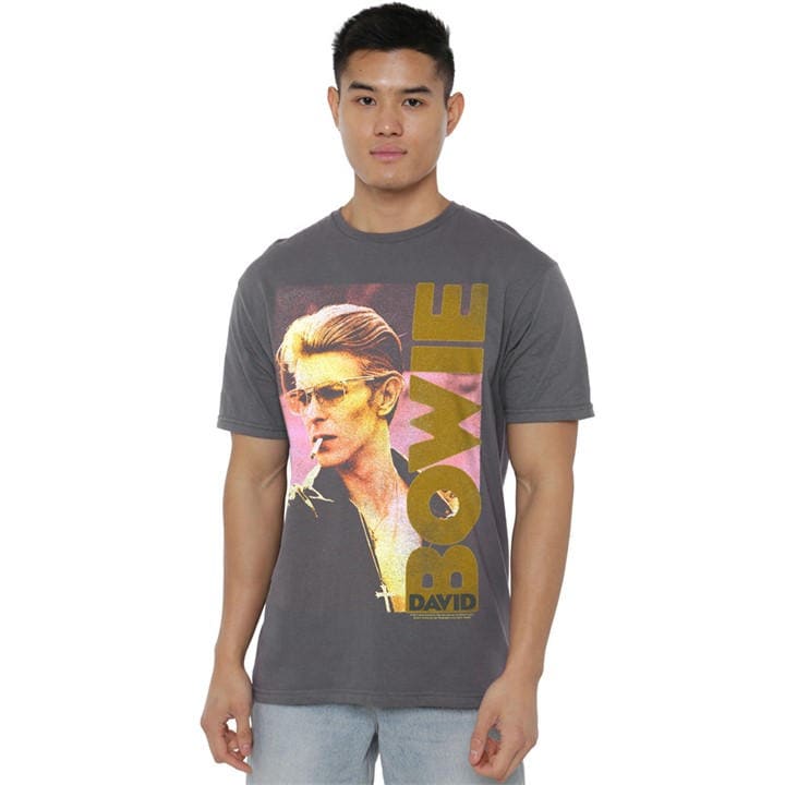 David Bowie Men's Grey Smallokin T-Shirt Charcoal in Size XL, Sports Direct