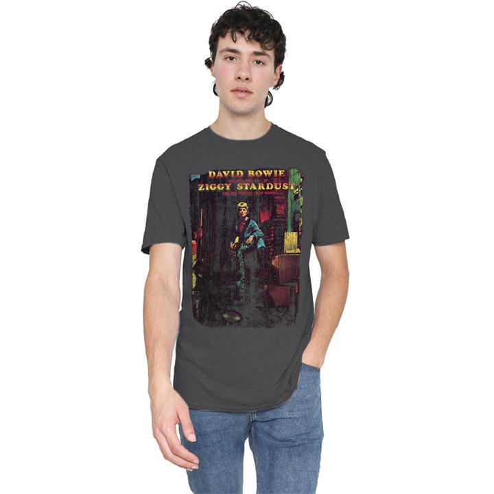 David Bowie Men's Grey Ziggy Stardust Album T-Shirt Charcoal in Size L, Sports Direct