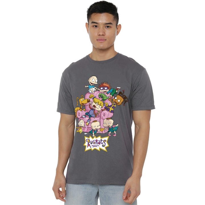 Nickelodeon Men's Grey Rugrats Rugrats Chair T-Shirt Charcoal in Size M, Sports Direct