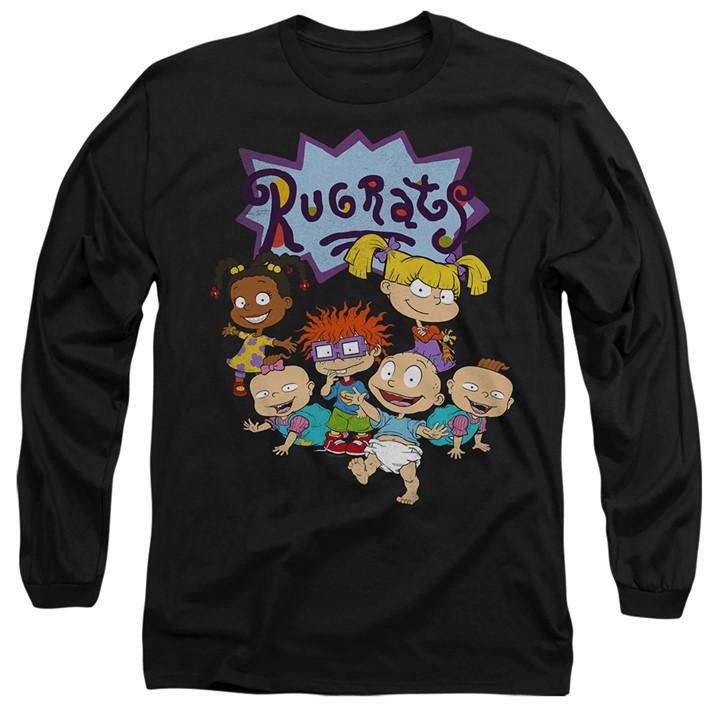 Nickelodeon Men's Black Rugrats Rugrats Group Long Sleeve T Shirt Bl in Size 2XL, Sports Direct