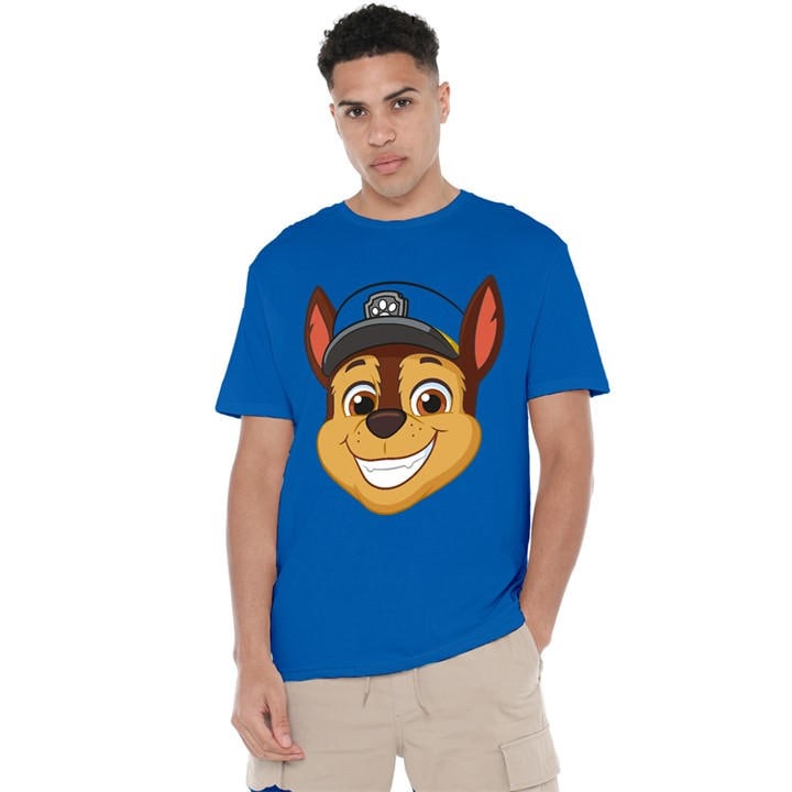 Paw Patrol Men's Blue Chase Grin T-Shirt Royal in Size 2XL, Sports Direct
