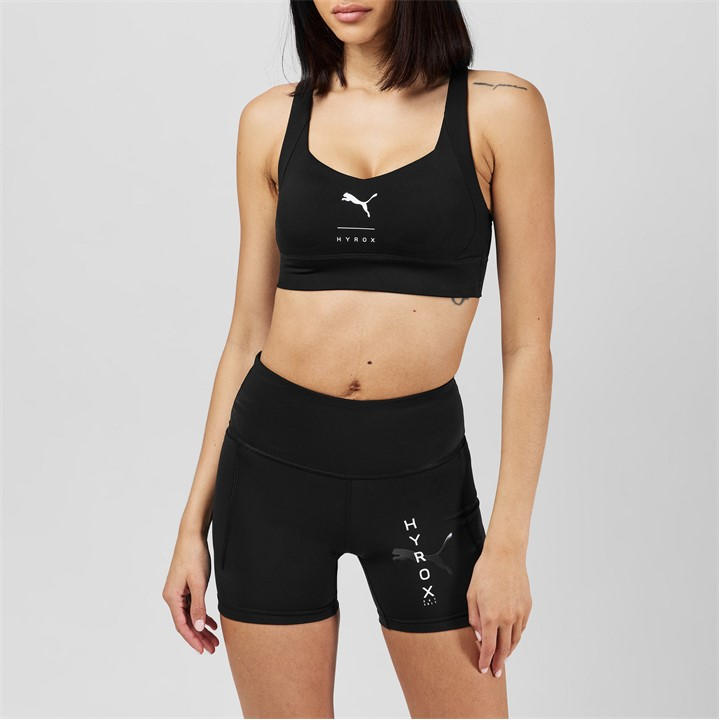 Puma Women's Black Hyrox World Power Medium Impact Sports Bra in Size 12, Sports Direct