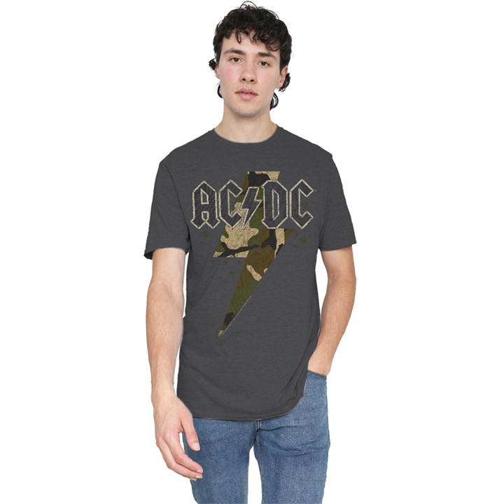 Acdc Men's Grey Ac Dc Camo Bolt T-Shirt Charcoal in Size 2XL, Sports Direct