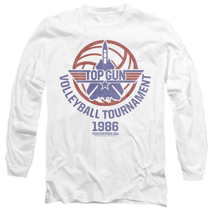 Top Gun Men' White Volleyball Tournat Long Sleeve T-Shirt in Size S, Sports Direct